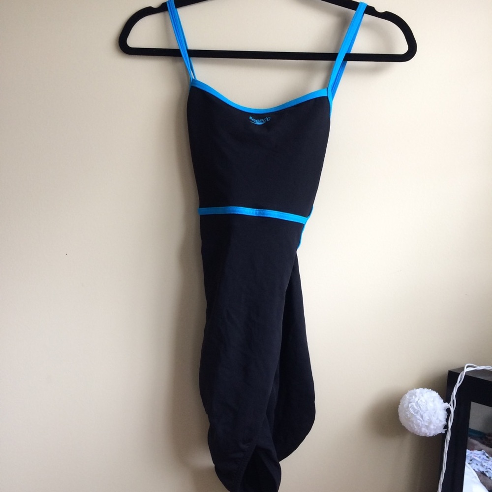 Speedo Black & Blue One Piece Swimsuit Size 12